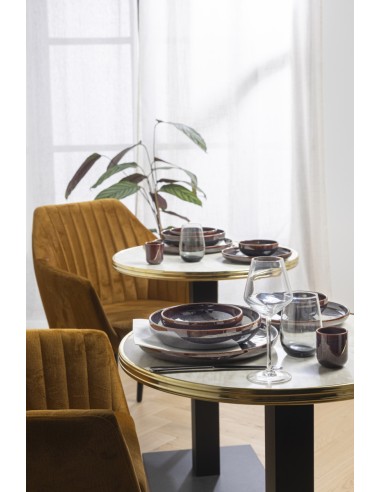 Plato Hondo Redondo Marrón Azul Gres Esmaltado Ø 22 Cm Amber Accolade