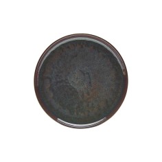 Plato Llano Redondo Marrón Azul Gres Esmaltado Ø 22 Cm Amber Accolade