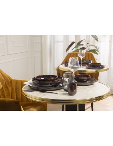 Plato Llano Redondo Marrón Azul Gres Esmaltado Ø 22 Cm Amber Accolade