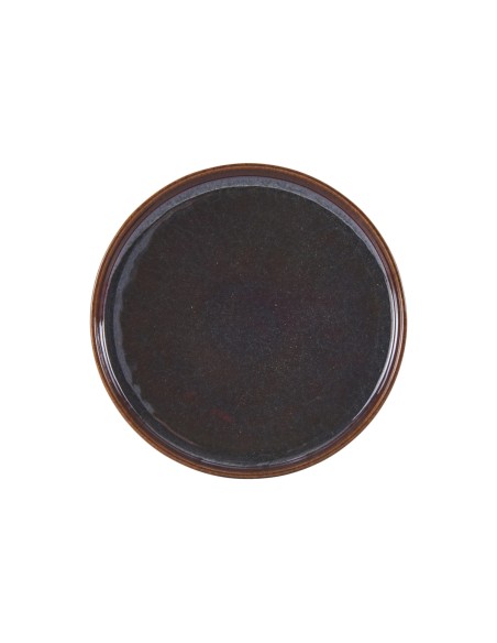 Plato Llano Redondo Marrón Azul Gres Esmaltado Ø 17 Cm Amber Accolade