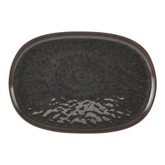 Plato Ovalado Ovalado Marrón Azul Gres Esmaltado 33X22,5 Cm Amber Accolade