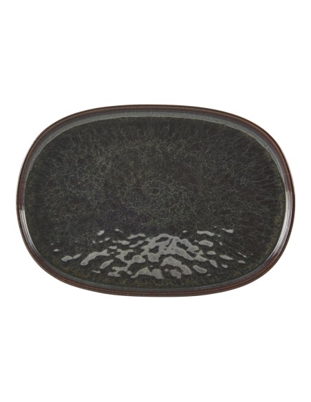 Plato Ovalado Ovalado Marrón Azul Gres Esmaltado 33X22,5 Cm Amber Accolade