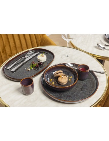 Plato Ovalado Ovalado Marrón Azul Gres Esmaltado 33X22,5 Cm Amber Accolade