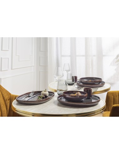 Taza De Espresso Redonda Marrón Azul Gres Esmaltado 9 Cl Ø 5,5 Cm Amber Accolade