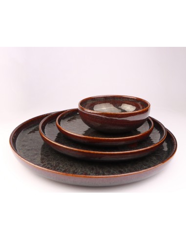 Platillo De Espresso Redondo Marrón Azul Gres Esmaltado Ø 12 Cm Amber Accolade