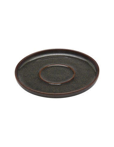 Platillo De Té Redondo Marrón Azul Gres Esmaltado Ø 14 Cm Amber Accolade