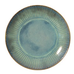 Plato Llano Tipo Coupe Redondo Azul Verde Gres Esmaltado Ø 27 Cm Lotus Accolade