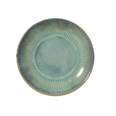 Plato Llano Tipo Coupe Redondo Azul Verde Gres Esmaltado Ø 21 Cm Lotus Accolade
