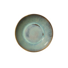 Plato Hondo Tipo Coupe Redondo Azul Verde Gres Esmaltado Ø 17 Cm Lotus Accolade